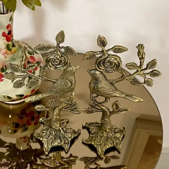 دکوری برنجی مدل گل و بلبل