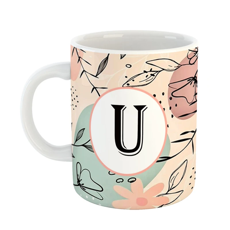 ماگ پادآفرین مدل فانتزی طرح حرف U کد 34