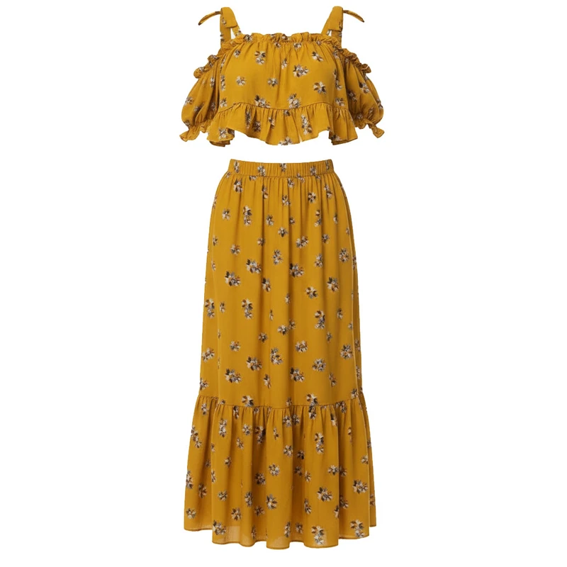 ست کراپ تاپ و دامن زنانه مدل 002202