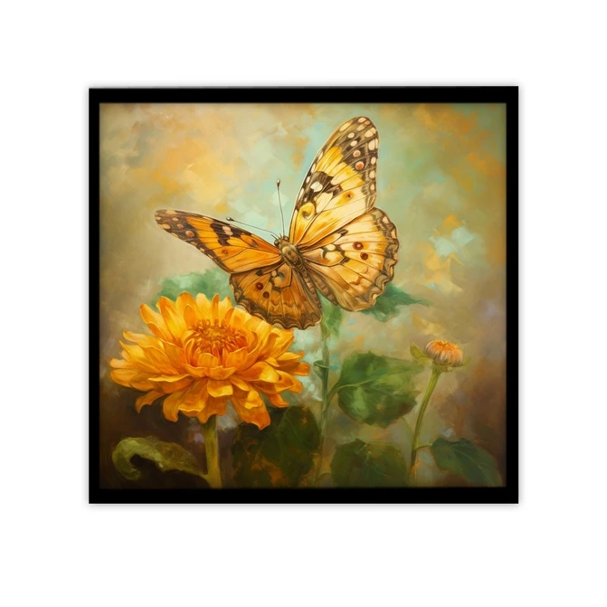 تابلو نوری بکلیت طرح گرافیکی پروانه و گل نیلوفر مدل لایت باکس B-MID-19691