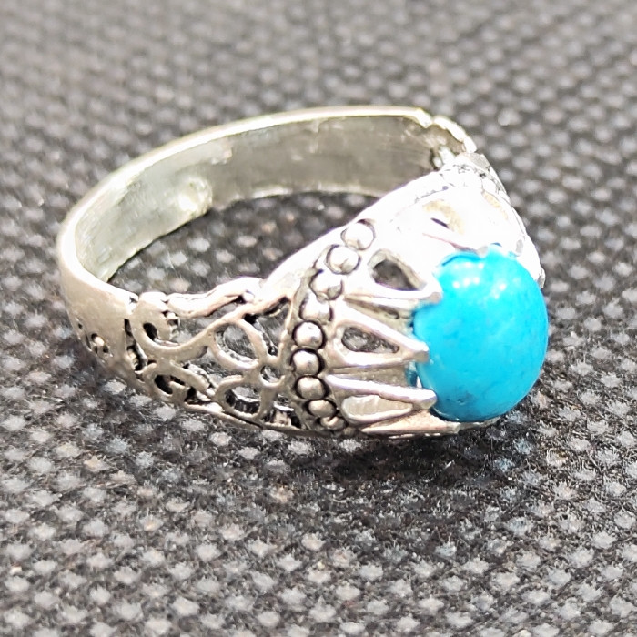 انگشتر نقره مردانه مدل سنگ فیروزه کرمانی کد 255