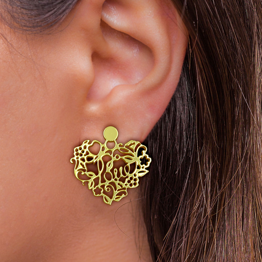 گوشواره طلا 18 عیار زنانه مدوپد مدل قلب کد GA1-11415