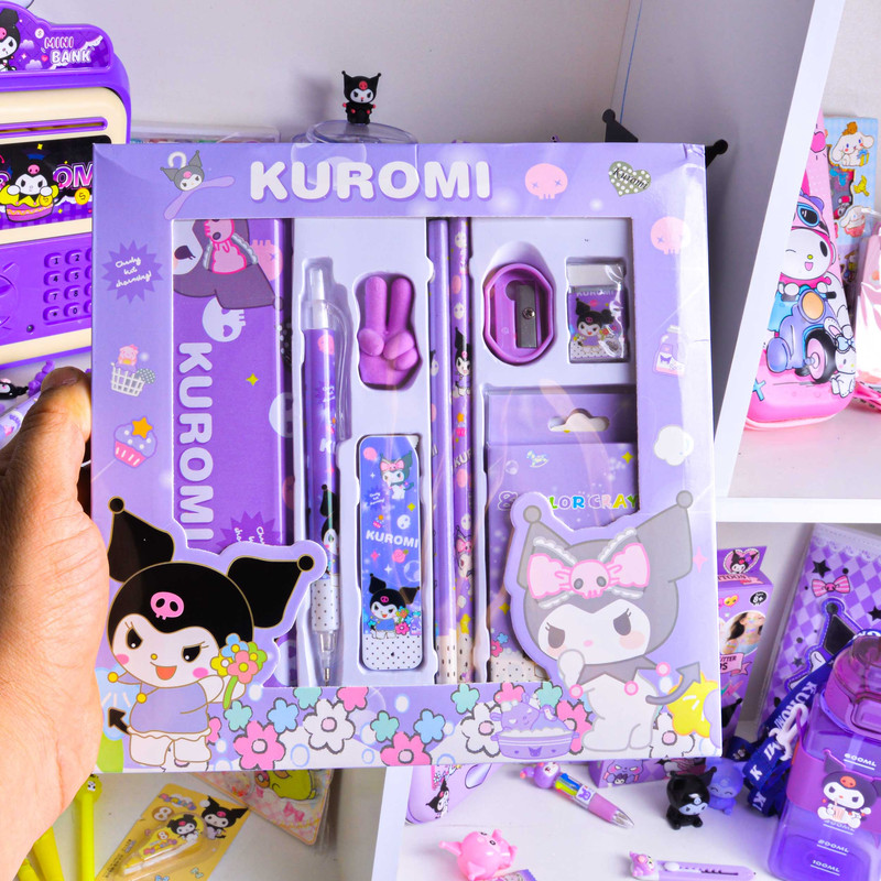 بسته لوازم تحریر مدل کرومی مجموعه 9 عددی