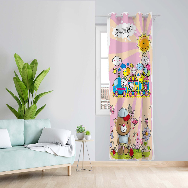 پرده طرح اتاق کودک مدل مخمل پانچی کد 5624 z سایز 140x200 سانتی متر