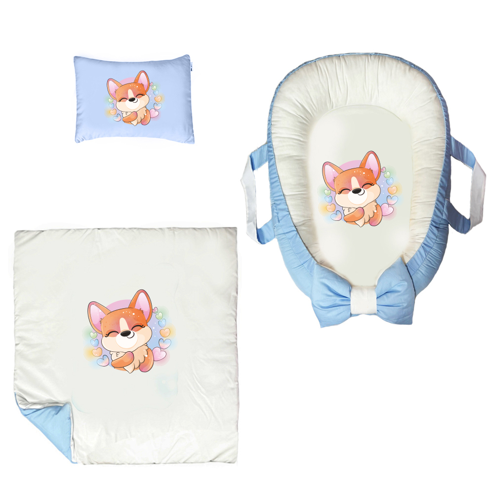 سرویس خواب سه تکه نوزاد مدل گارد محافظ دار طرح روباه کوچولو کد 043