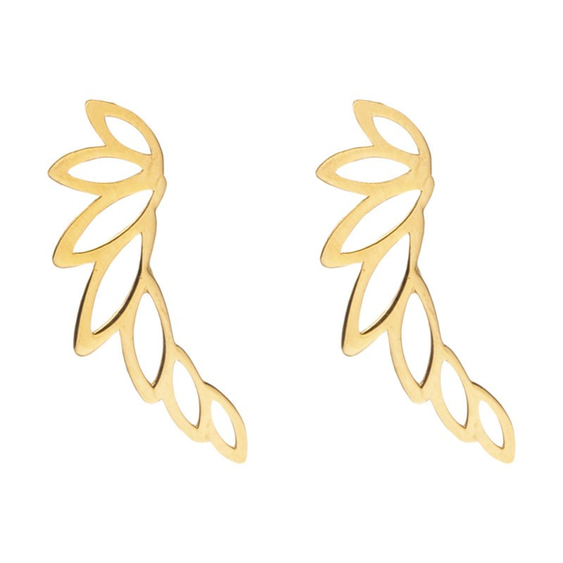 گوشواره طلا 18 عیار زنانه قیراط مدل برگ کد GH6258 - 2