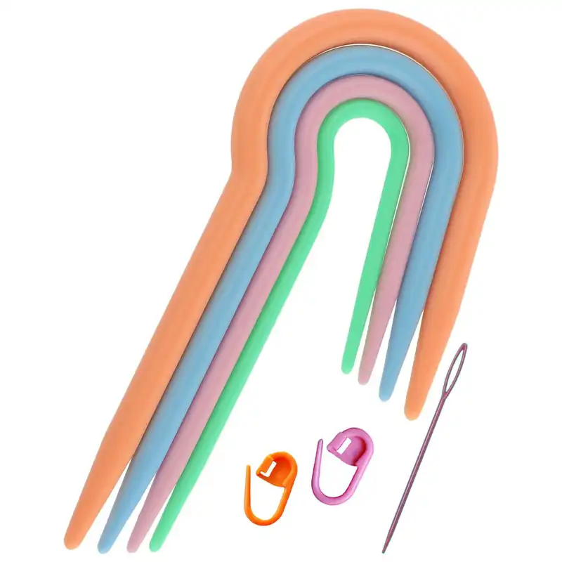 میله بافتنی مدل ABS-4477 به همراه سنجاق نشانه گذار و سوزن کاموا مجموعه 7 عددی