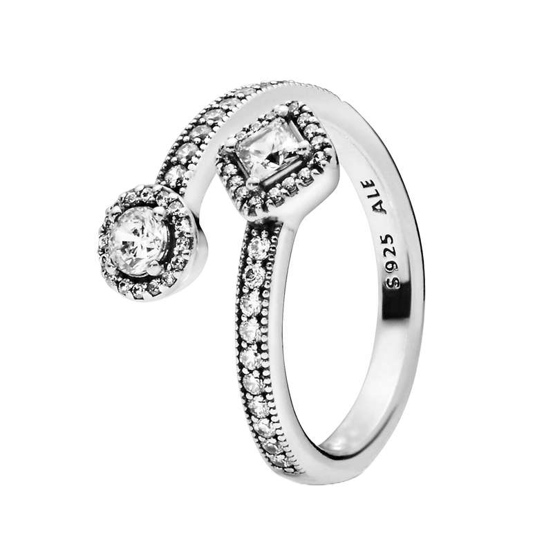 انگشتر نقره زنانه پاندورا مدل Sparkling Square & Circle