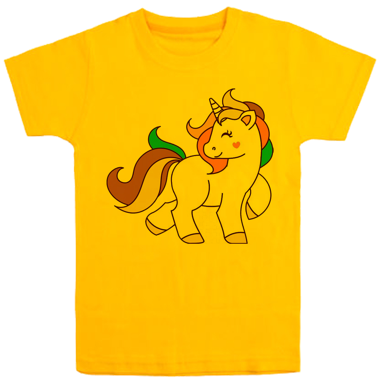 تی شرت آستین کوتاه دخترانه مدل اسب تک شاخ F20 رنگ زرد