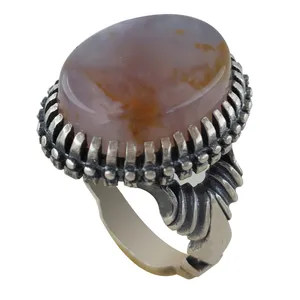 انگشتر نقره مردانه ملک زیور مدل عقیق شجر کد 1202