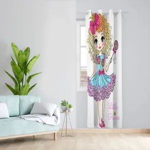  پرده مدل اتاق کودک مخمل پانچی طرح دخترانه کد 2644a سایز 140x280 سانتی متر