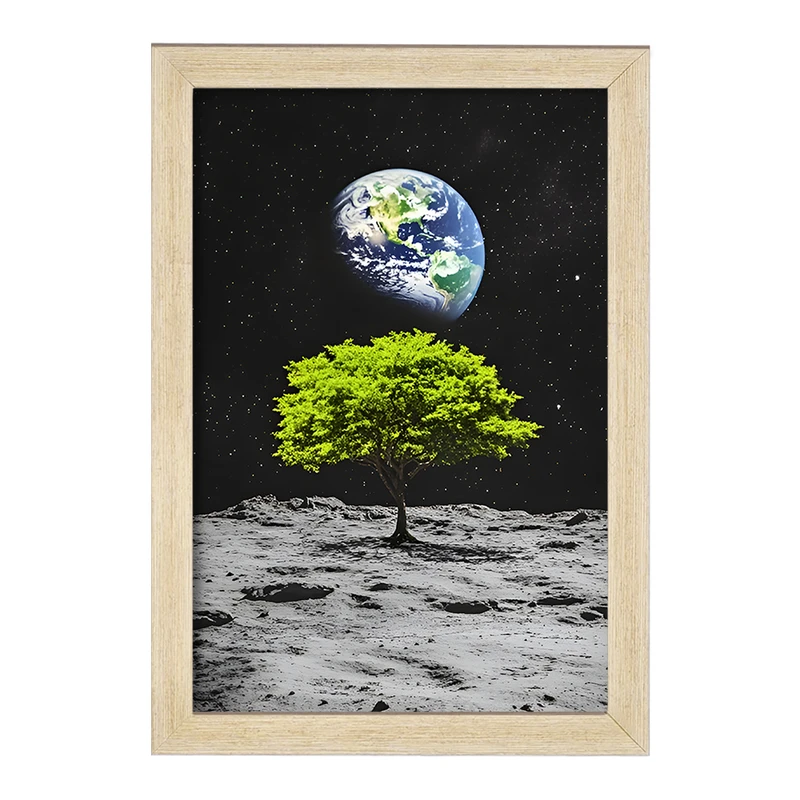 تابلو خندالو مدل درخت و کره زمین کد F12097