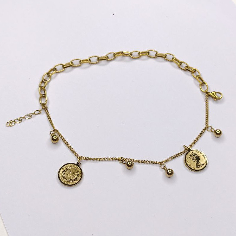 دستبند زنانه مدل سکه ای دو ردیف