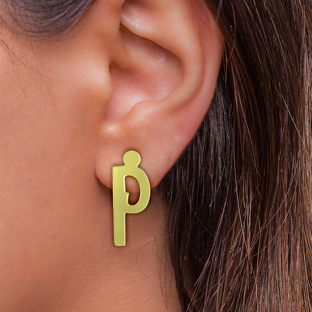 گوشواره طلا 18 عیار زنانه مدوپد مدل حرف P کد GA1-16748