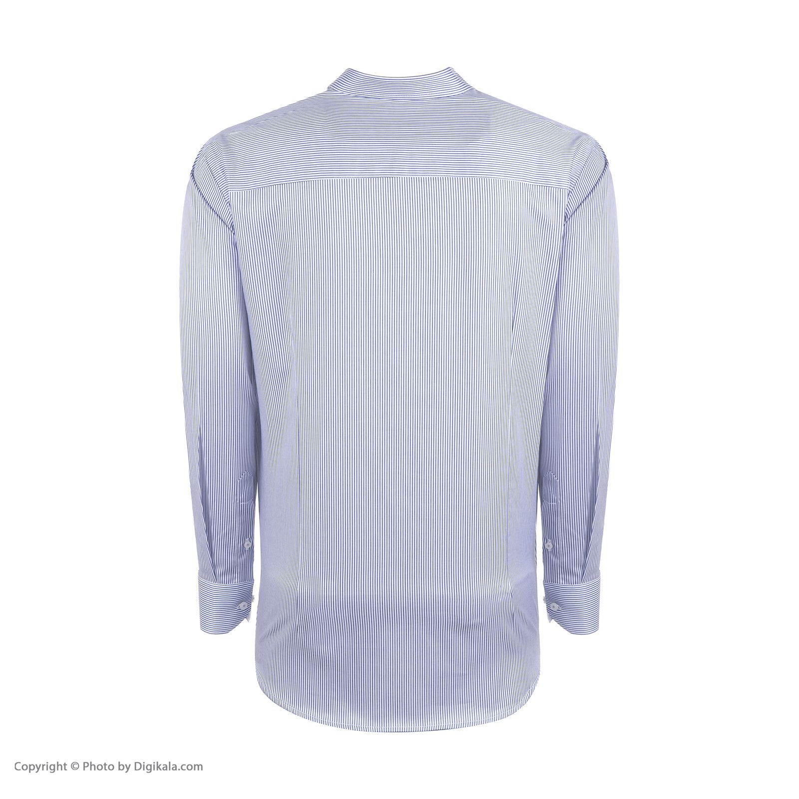 پیراهن آستین بلند مردانه ایکات مدل میل ریز کد PST1152330 رنگ  آبی -  - 3