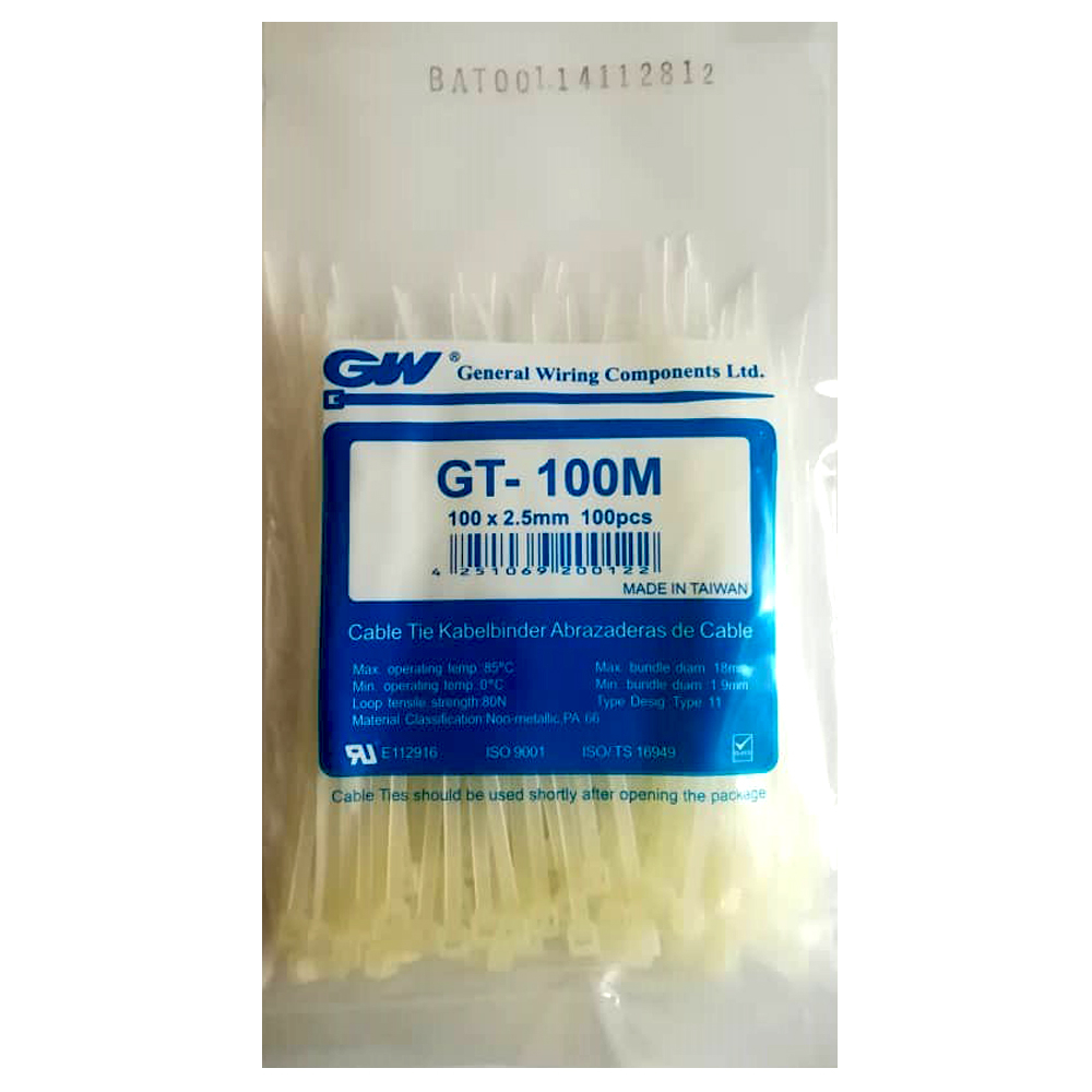  بست کمربندی جی دبلیو مدل GT - 100M بسته 100 عددی