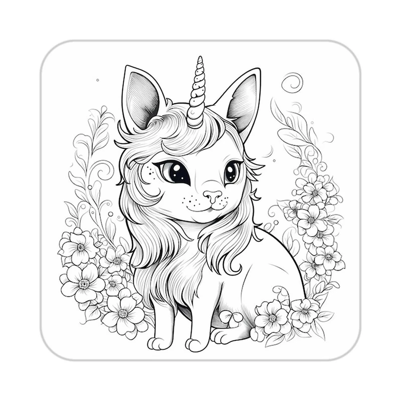 زیر لیوانی کاکتی طرح اسب تک شاخ و یونیکورن مدل mp31554