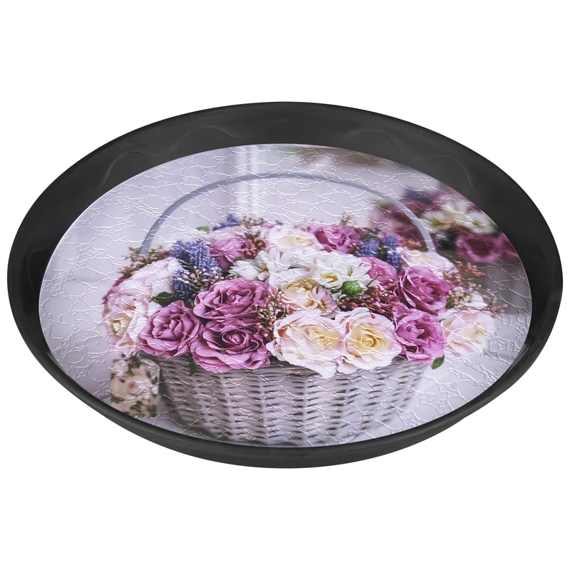 سینی بدون دسته طرح سبد گل سایز 25*25 سانتی متر 