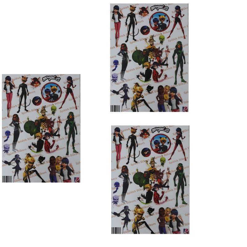 برچسب کودک طرح دختر کفشدوزکی و پسر گربه ای کد MR-120 بسته 3 عددی