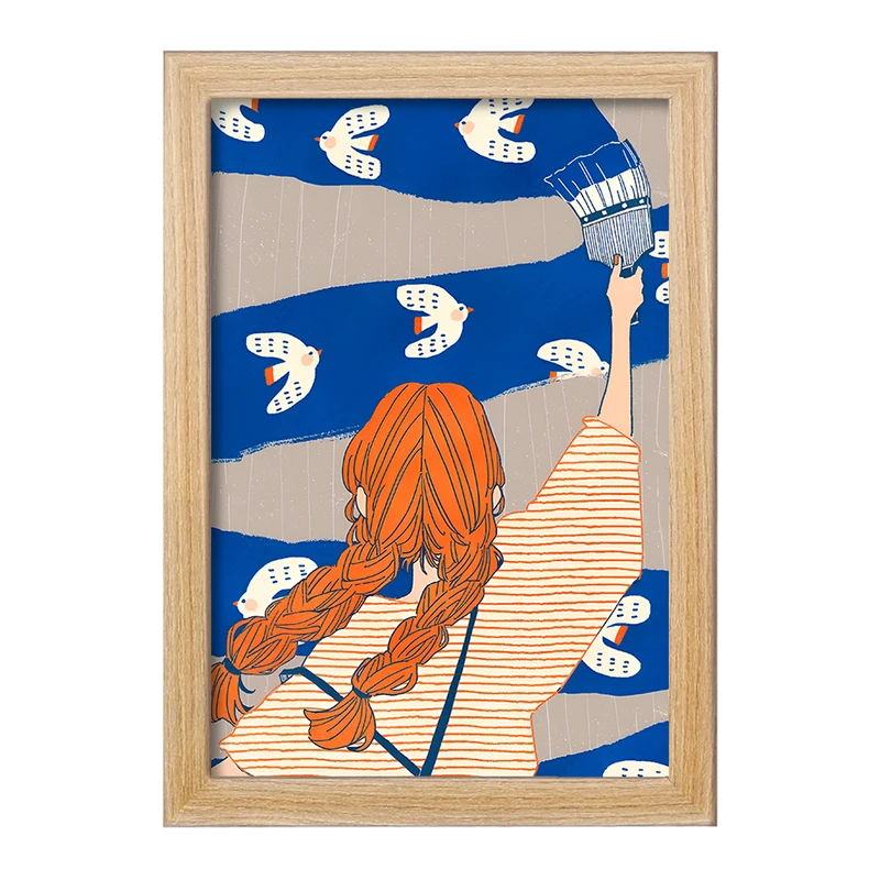 تابلو خندالو مدل دختر نقاش کد F7373