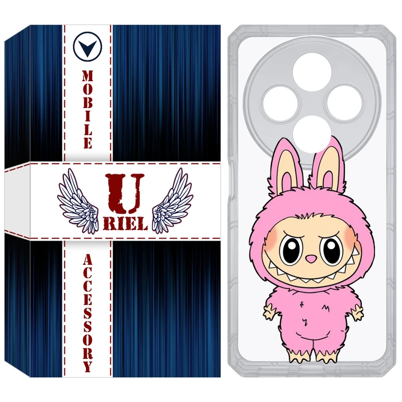 کاور یوریل قاب مدل Clear کد 129 طرح لبوبو Labubu مناسب برای گوشی موبایل شیائومی Redmi 14C / Poco C75