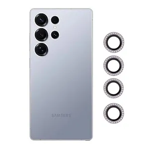 محافظ لنز دوربین شیشه‌ای مدل  رینگی نگین دار مناسب برای گوشی موبایل سامسونگ Galaxy S25 Ultra 5G