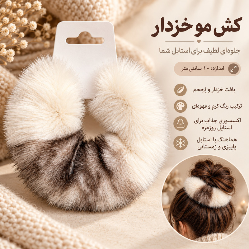 کش مو زنانه مدل خزدار پشمالو کد 1021