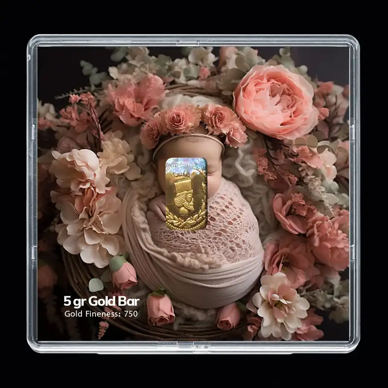شمش طلا 18 عیار مدوپد مدل نوزاد کد SG-10260