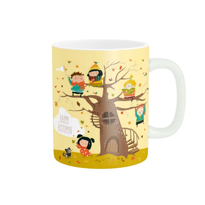 ماگ طرح انیمه پاییزی درخت و بچه ها کد 1317