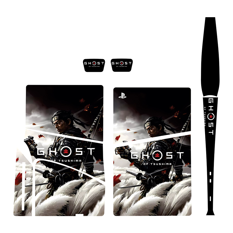 برچسب کنسول بازی پلی استیشن5 اسلیم دیسک خور توییجین وموییجین مدلGhost of Tsushima 07 مجموعه7 عددی