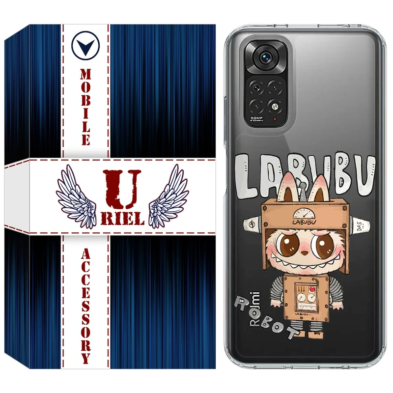 کاور یوریل قاب مدل Clear کد 121 طرح لبوبو Labubu مناسب برای گوشی موبایل شیائومی Redmi Note 11 4G / Note 11S
