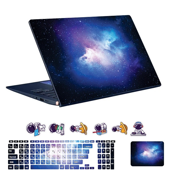 استیکر لپ تاپ توییجین و موییجین طرح Space  کد 191 مناسب برای لپ تاپ 15.6 اینچ به همراه برچسب حروف فارسی کیبورد