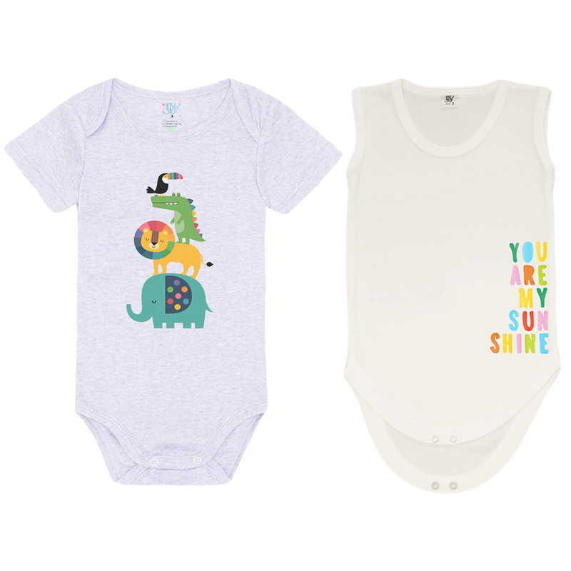 بادی آستین کوتاه نوزادی نیل کوک مدل DUAL CUT مجموعه 2 عددی