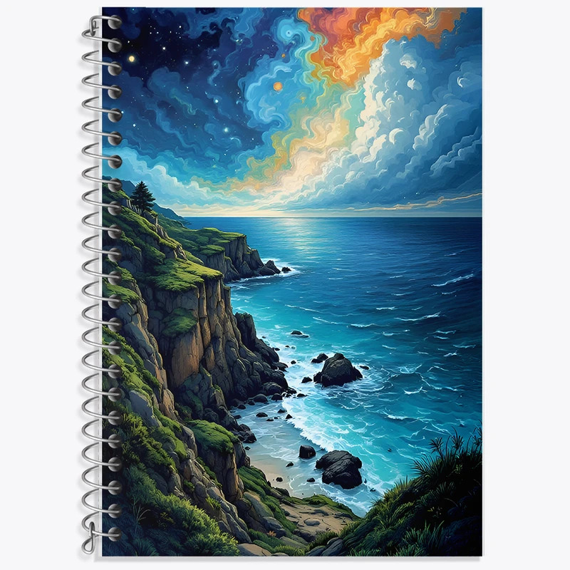 دفتر زبان 50 برگ خندالو مدل دو خط طرح دریا کد F7944