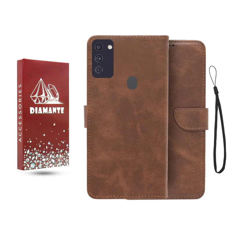 کیف کلاسوری دیامانته مدل جاکارتی بنددار مناسب برای گوشی موبایل سامسونگ Galaxy M11 به همراه بند آویز