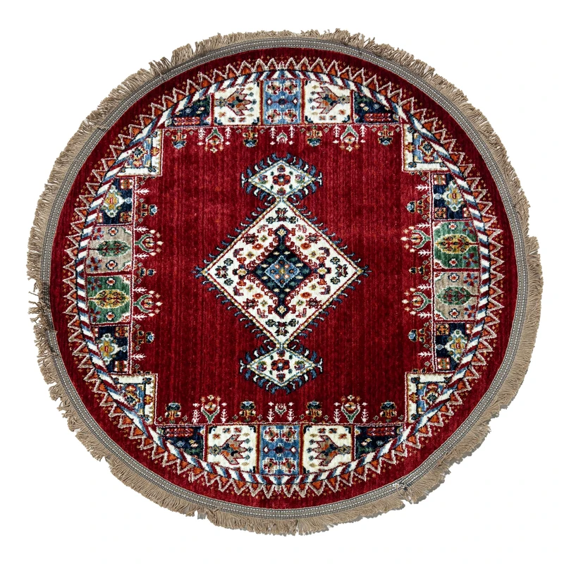 فرش ماشینی 500 شانه زمینه قرمز حاشیه سفید مدل C27