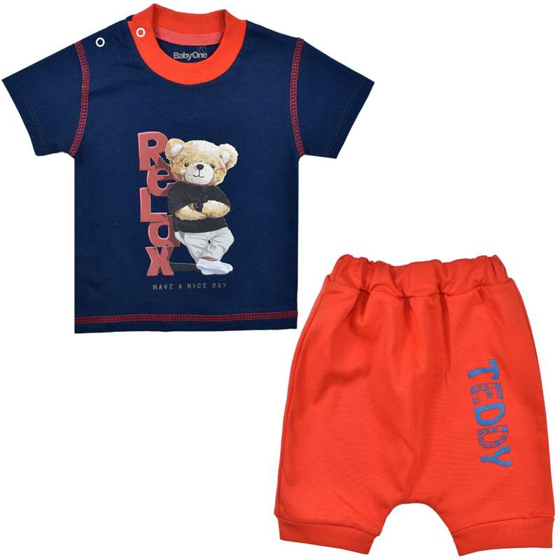ست تی شرت و شلوارک نوزادی بی بی وان مدل تدی کد 3