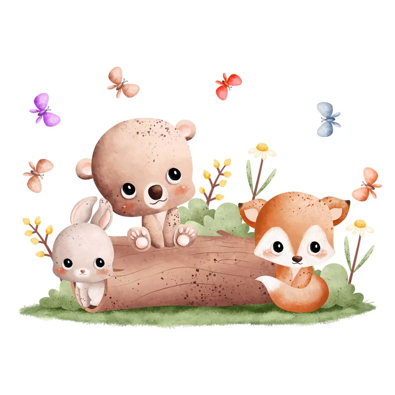 استیکر دیواری کودک باروچین مدل حیوانات جنگل کد 4244