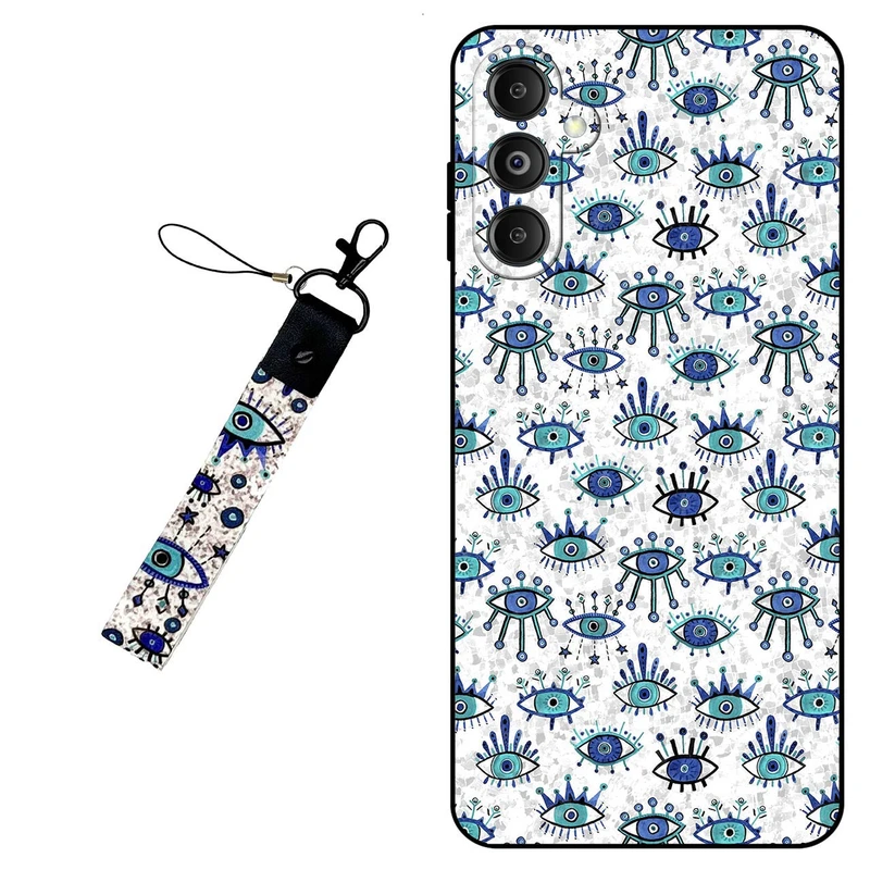 کاور مگافون طرح چشم نظر مدل 6464 مناسب برای گوشی موبایل سامسونگ Galaxy M14 5G به همراه بند مچی 