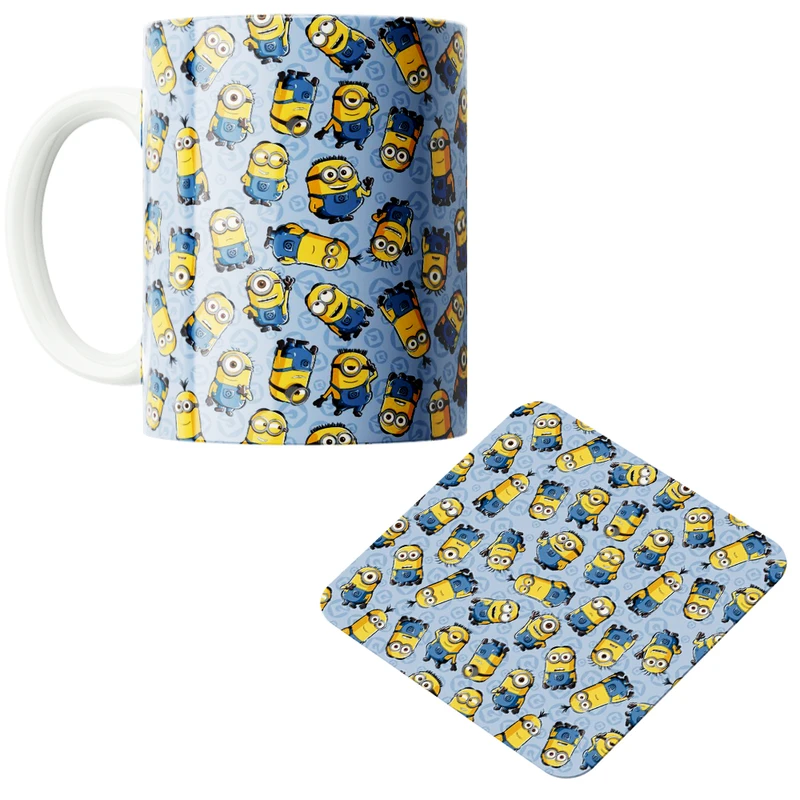 ماگ پاد آفرین مدل مینیون ها کد z243 به همراه زیر لیوانی