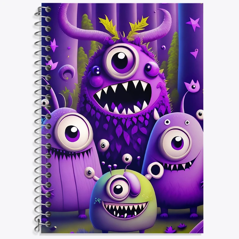 دفتر زبان 50 برگ خندالو مدل سه خط طرح هیولاهای بامزه کد N5852