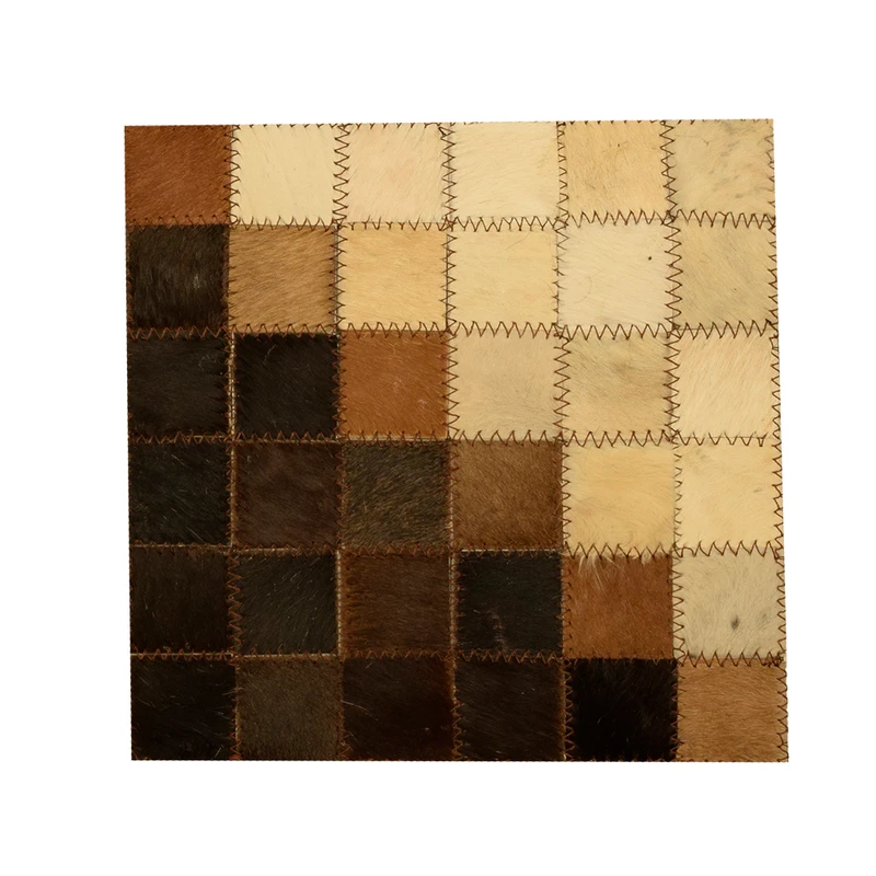 رومیزی کلاژ چرم و پوست مدل مربعی شطرنجی کد 0013