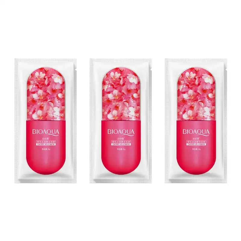 ماسک صورت بایو آکوا مدل Cherry وزن 8 گرم مجموعه 3 عددی