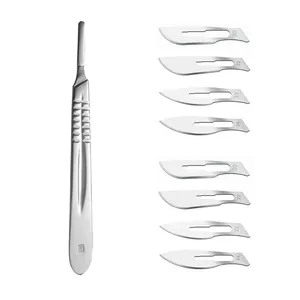  دسته تیغ جراحی شماره 4 مدل Hndl04 به همراه تیغ استریل مدل Rbl04 مجموعه 9 عددی