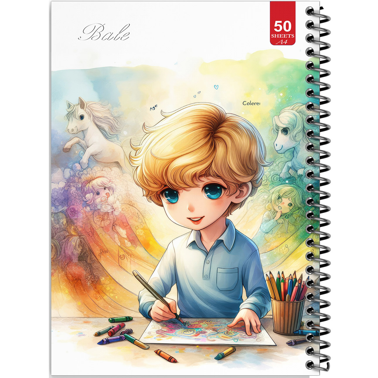 دفتر نقاشی 50 برگ انتشارات بله طرح پسر طراح کد A4-L174