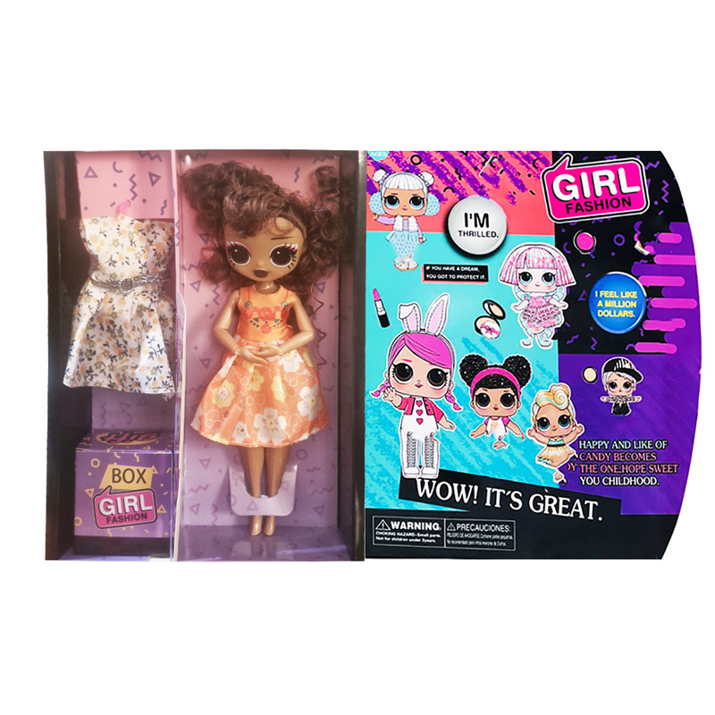 ست هدیه عروسک مدل  Gril Fashion طرح مو فرفری کد Xf925 ارتفاع 24 سانتی متر