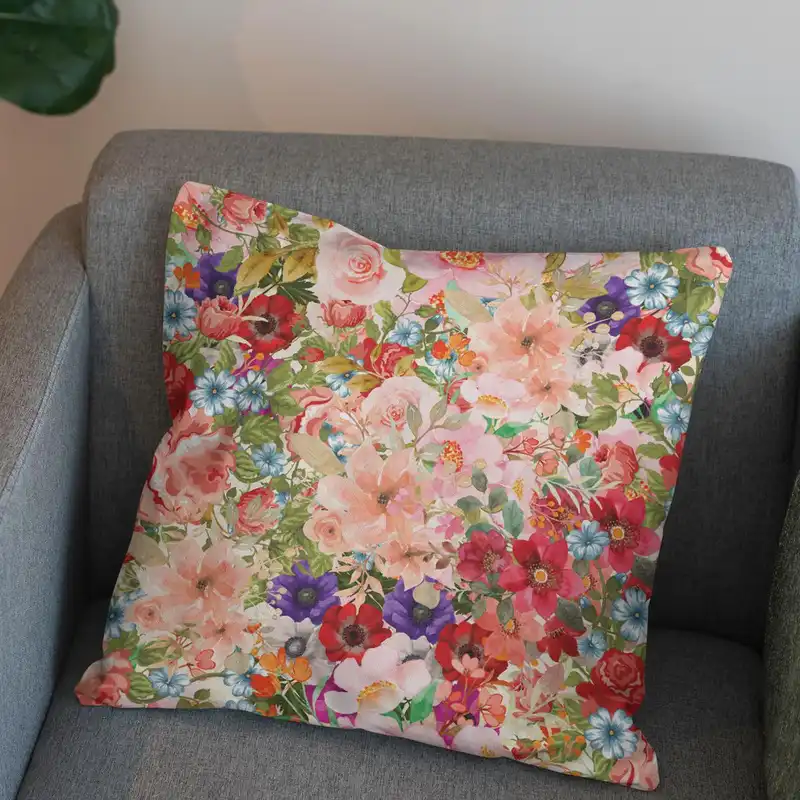 پارچه ملحفه پارچه باما مدل مخمل طرح گل آبرنگی کد 5011836