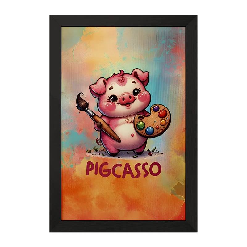 تابلو خندالو مدل خوک نقاش کد F7061