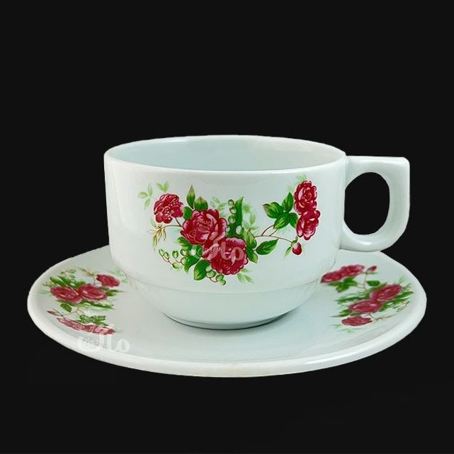 سرویس چای خوری 12 پارچه مرجان مدل گل سرخ