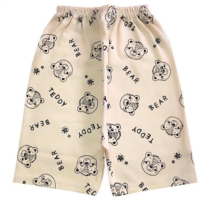 ست تی شرت و شلوارک بچگانه مدل خرس کد 3962 رنگ کرم